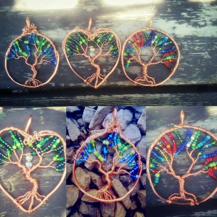 Upcycled scrap pendants by Shayla Dawn.