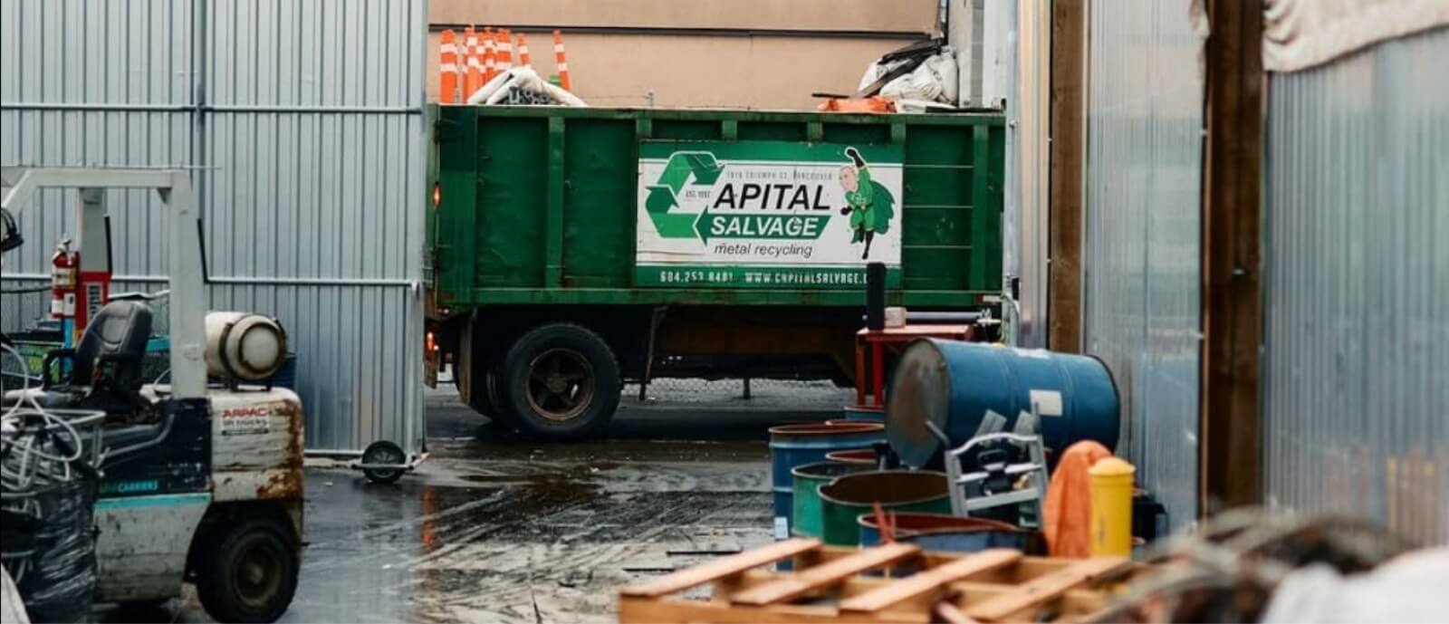 The Capital Salvage yard and shop with truck outside